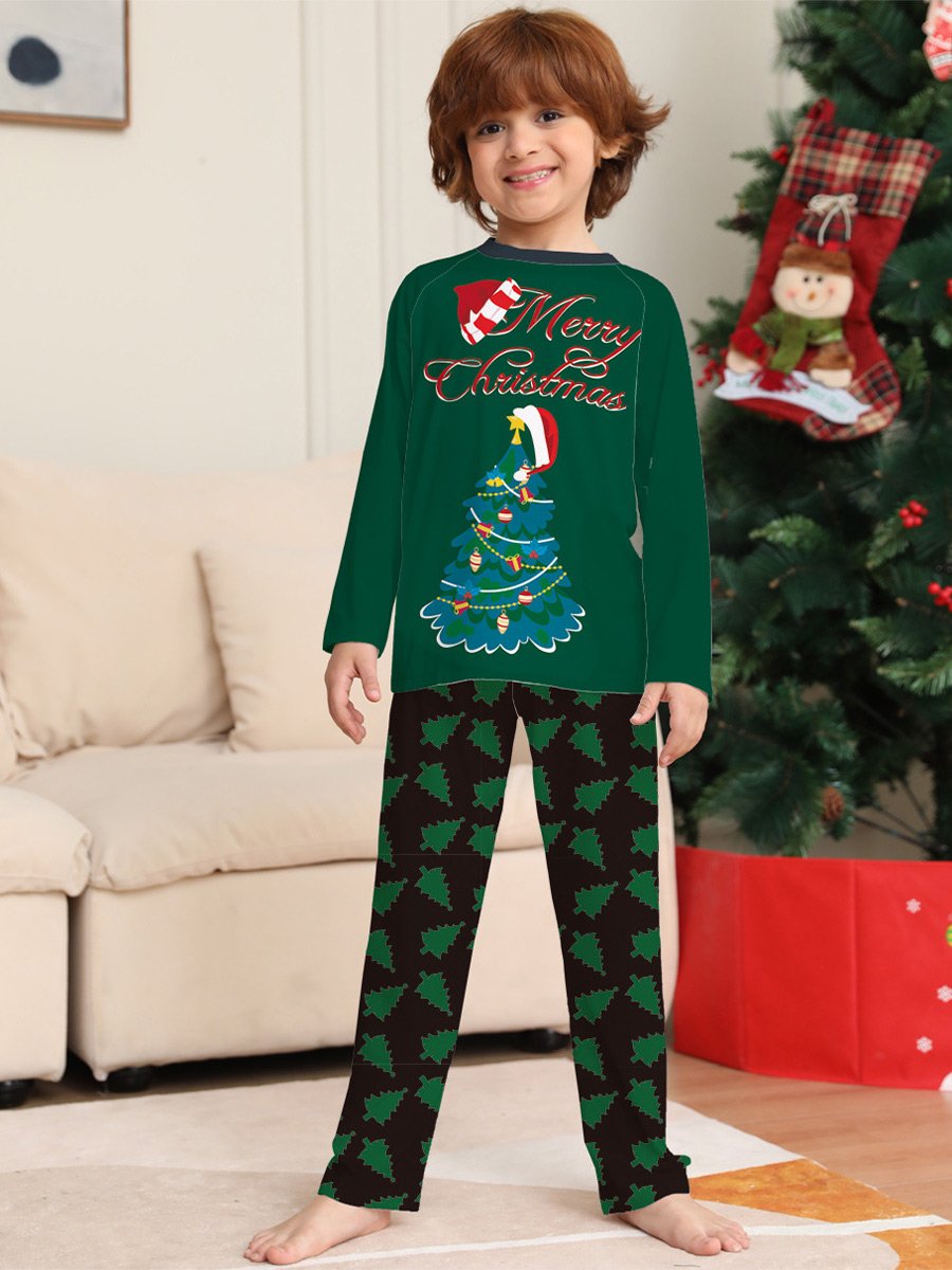 Christmas Tree Printed Family Pajamas Set