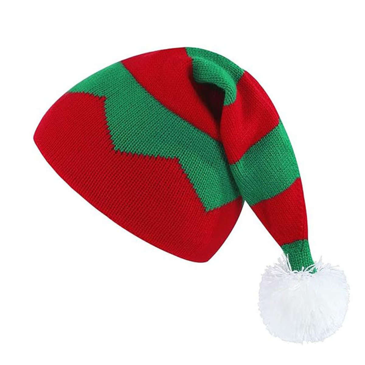 Christmas Pom-Pom Two-Color Knitted Hat