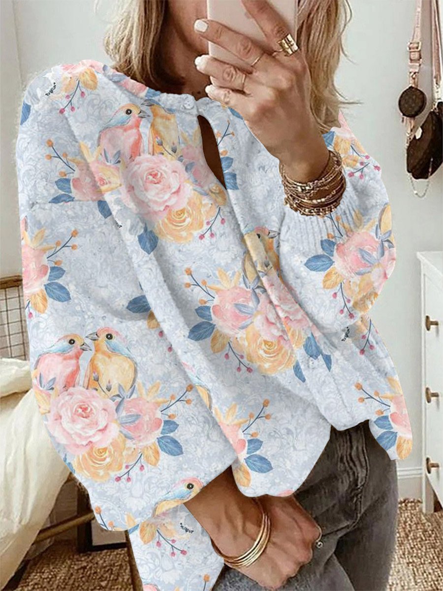 Women's Rose And Bird Cardigan