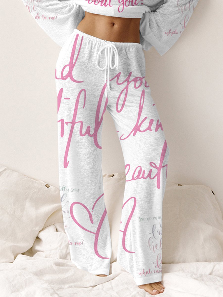 Women's Pink Long Sleeve Cotton Homewear Set