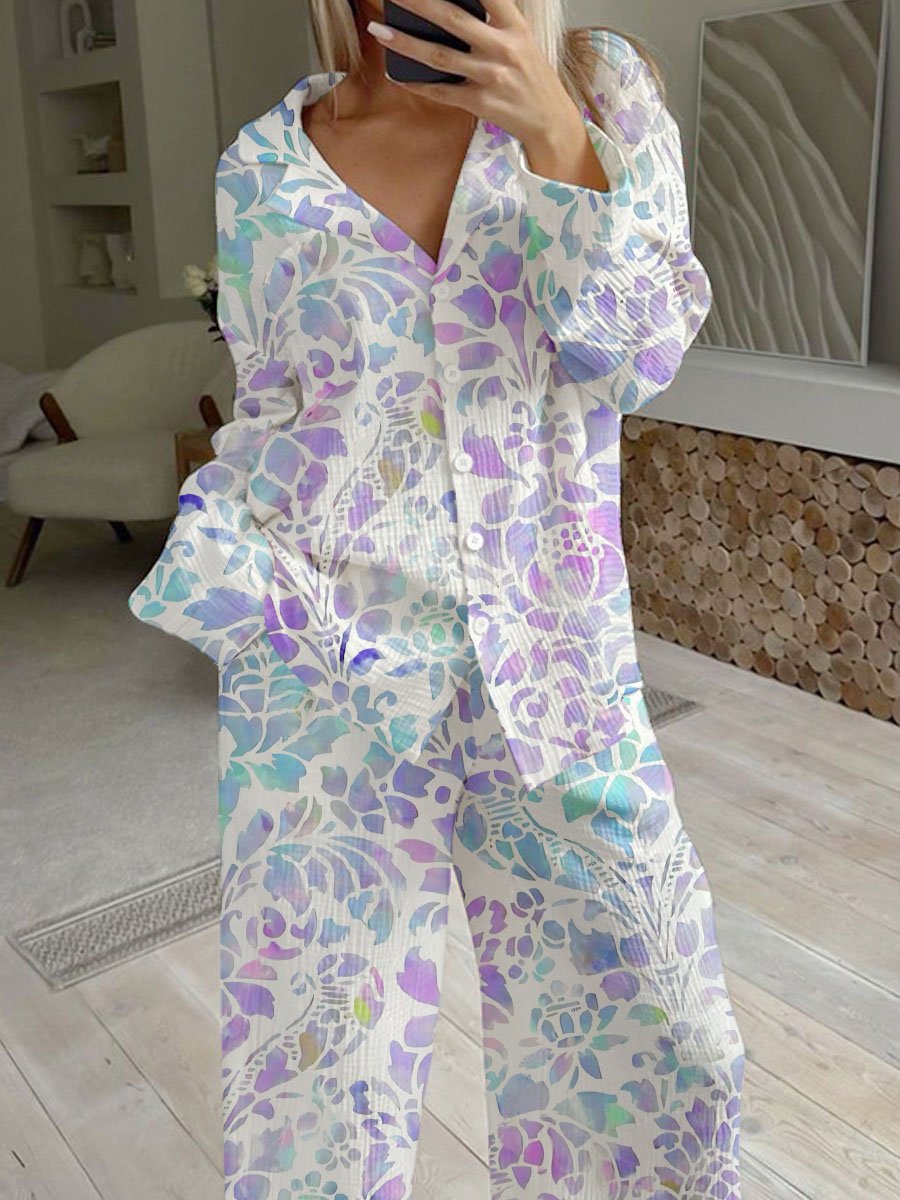 Women's Elegant Bohemian Printed Loose Homewear Set