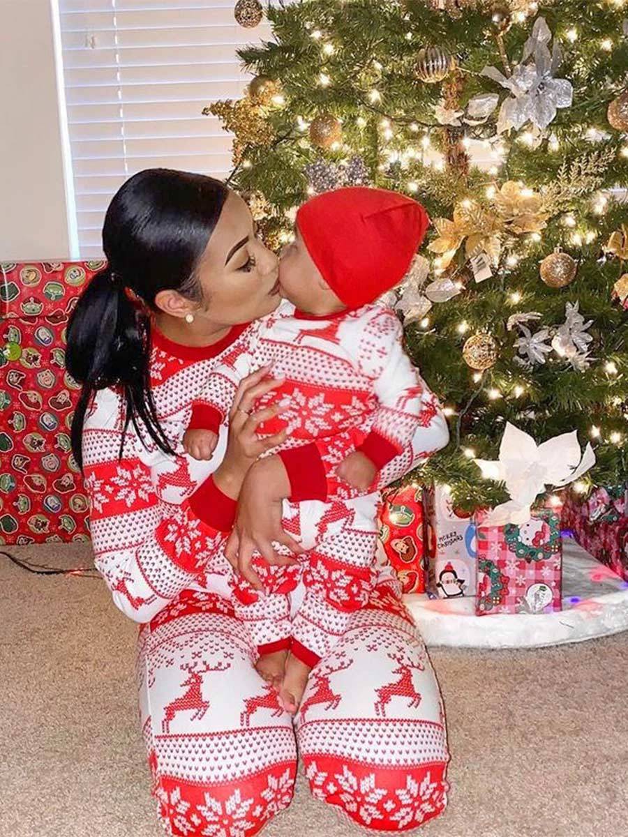 Christmas Elk Print Family Pajama Set