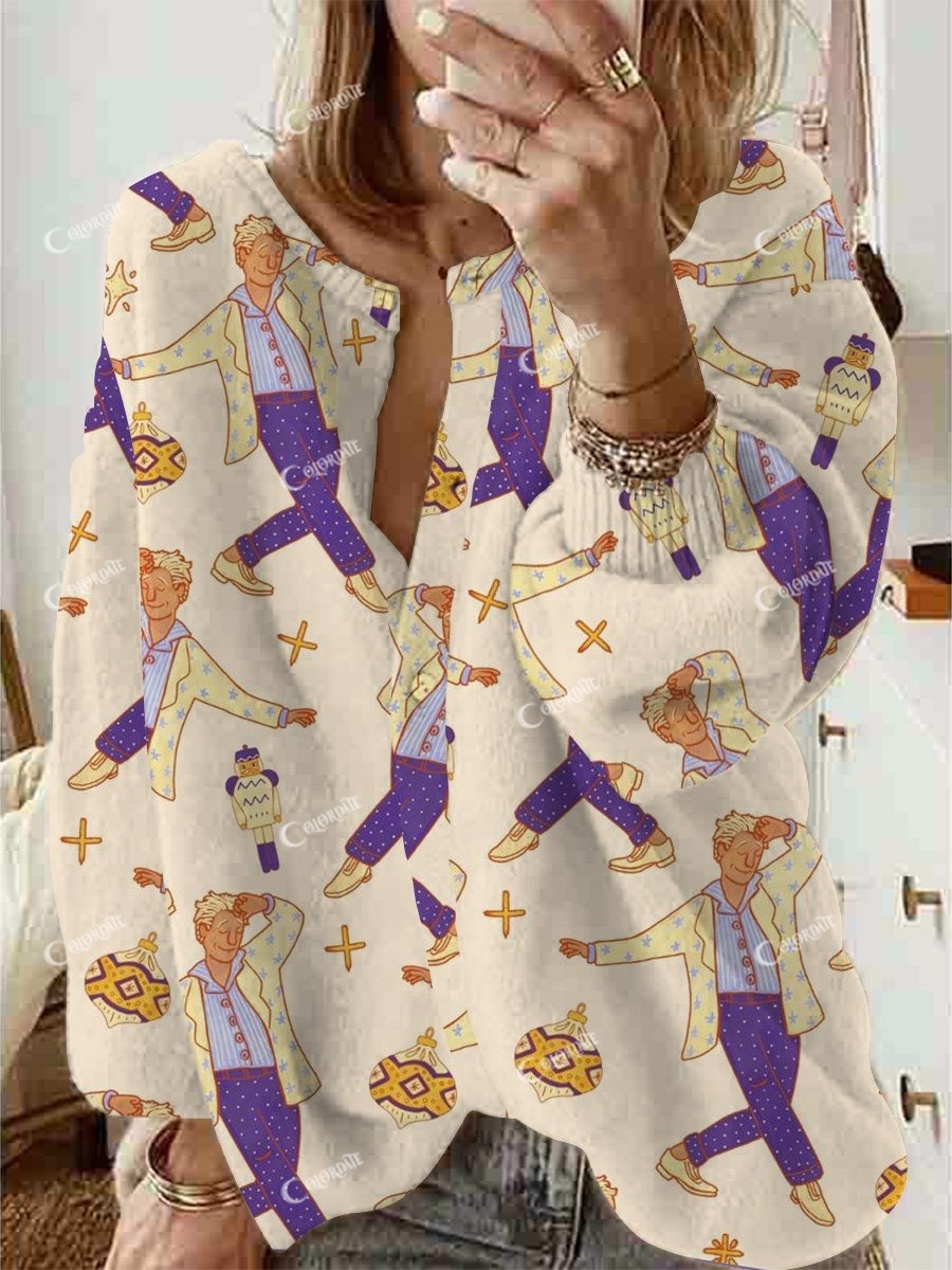 Women's Christmas Party Dancing Man Cardigan