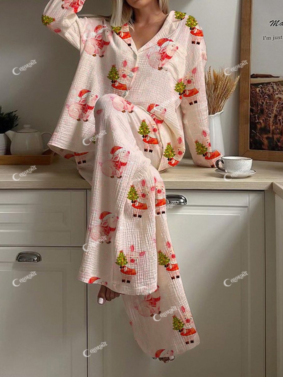 Women's Christmas Cute Piggy Pajama Set
