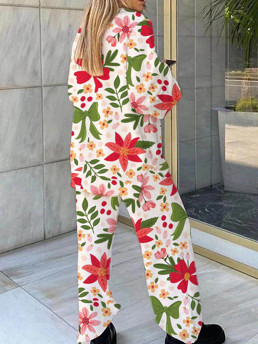 Women's Poinsettia Sweatshirt Set