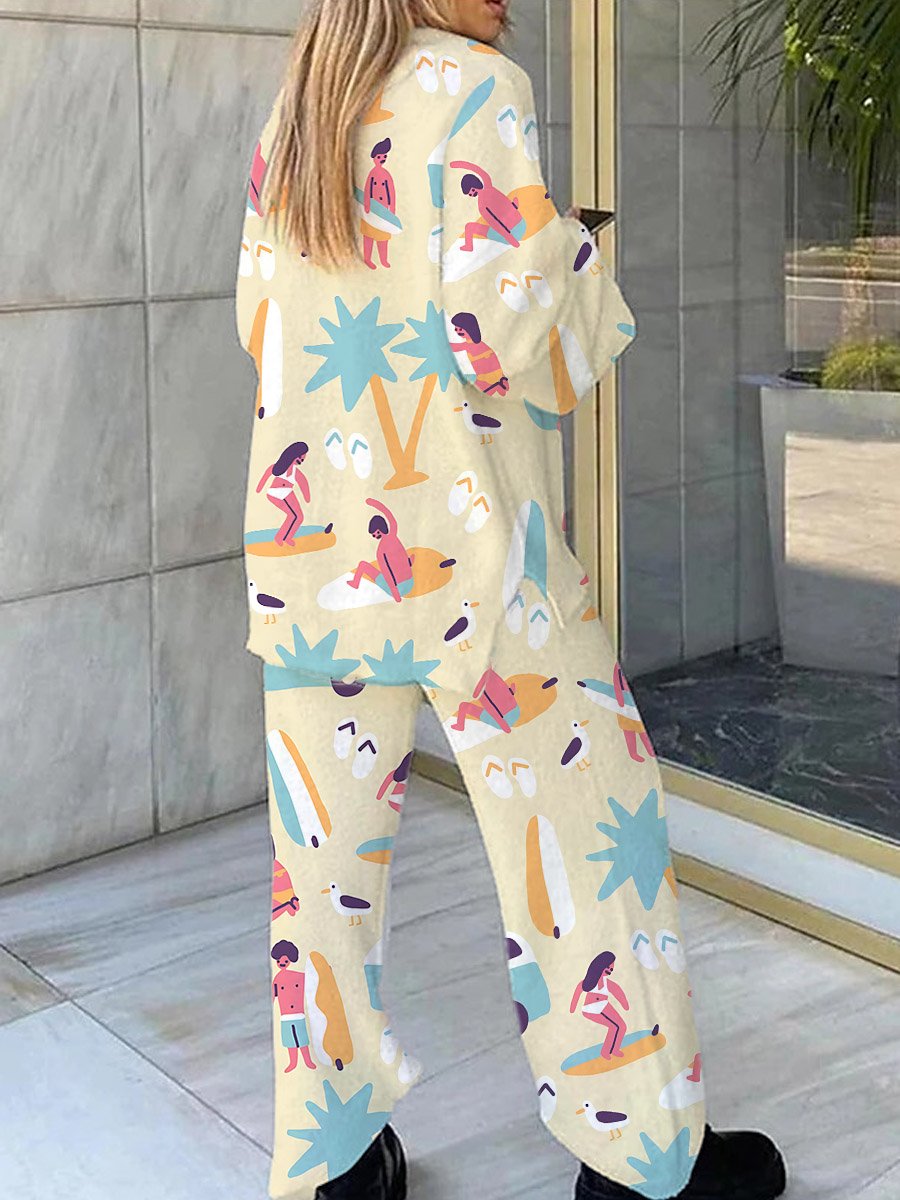 Women's Surfing Printed V-Neck Suit