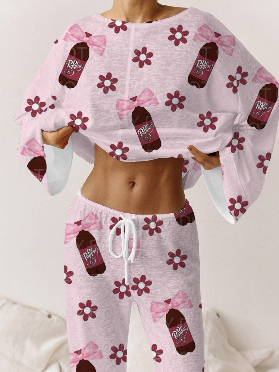 Women's Bow and Dr. Pepper Pink Pajama Set