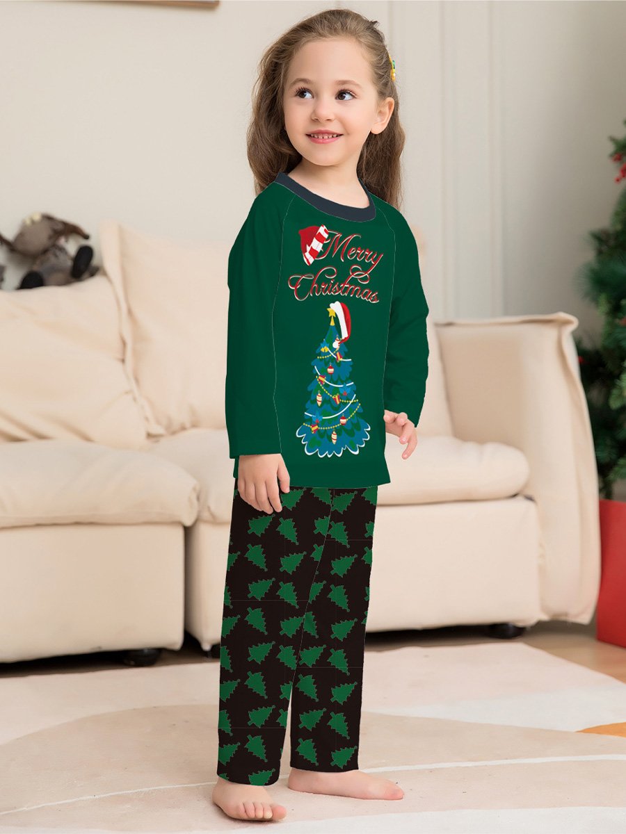 Christmas Tree Printed Family Pajamas Set