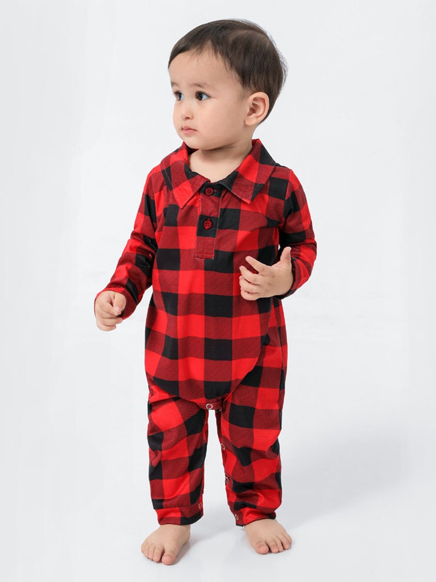 Family Set Christmas Plaid Print Family Pajamas