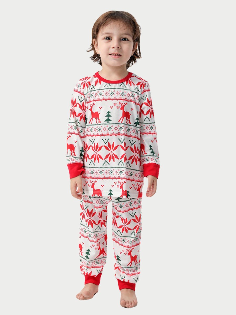 Family Size Cotton Christmas Deer Print Family Pajamas