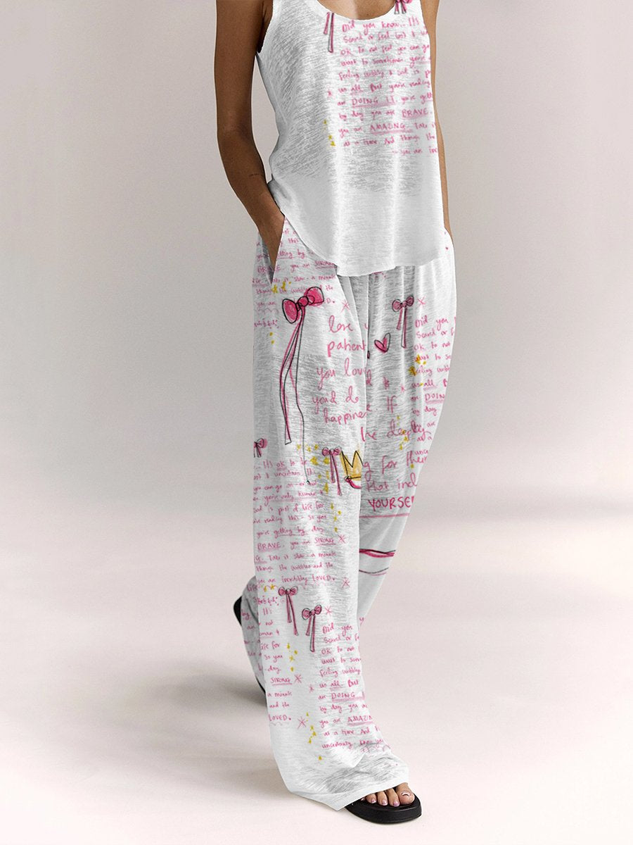 Women's Cotton Knitted Vest and Pants Set