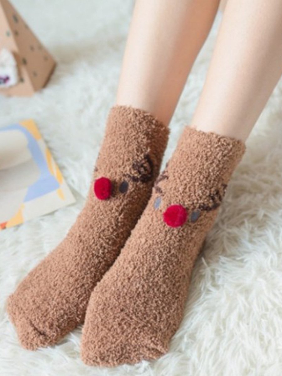 Women's Thick Coral Fleece 3D Christmas Socks