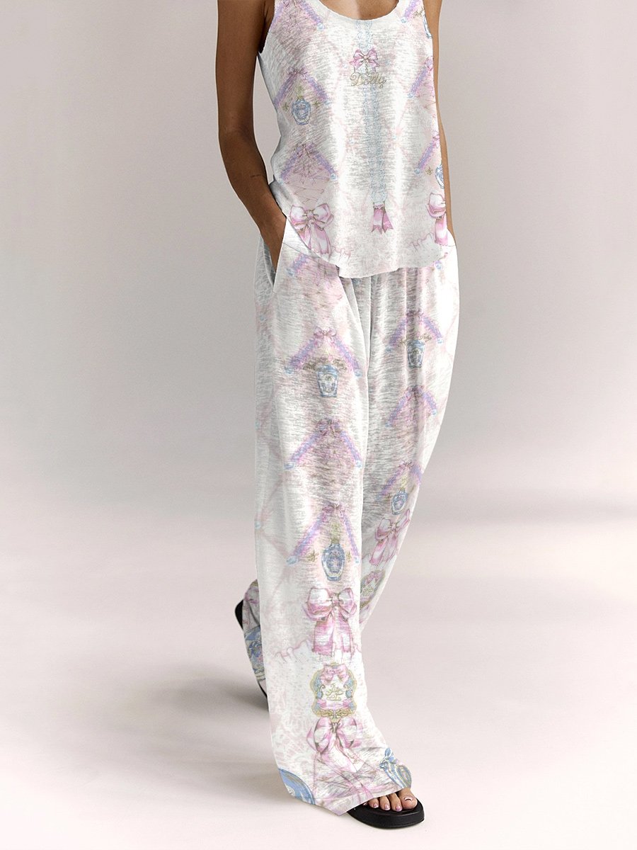 Bohemian women's pink vest home suit