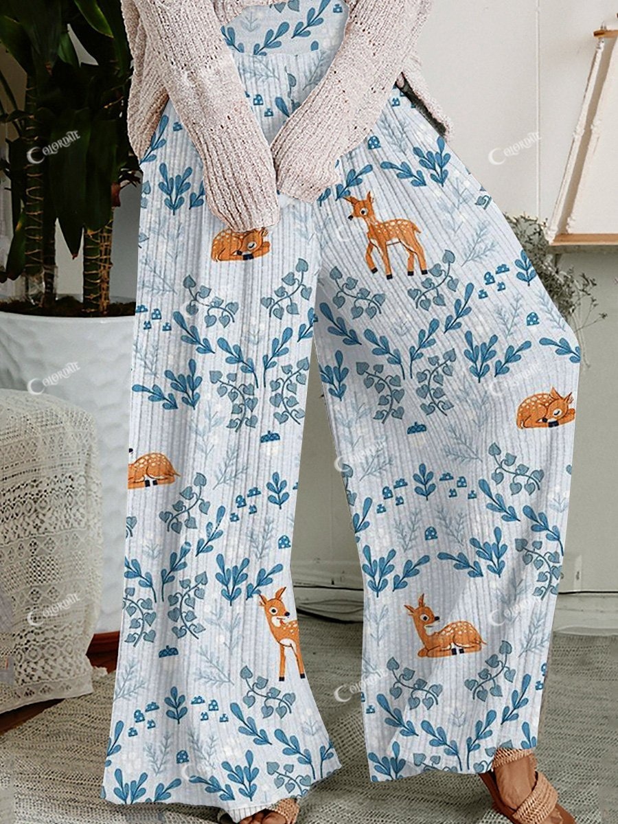 Women's Cute Fawn Wide Leg Pants