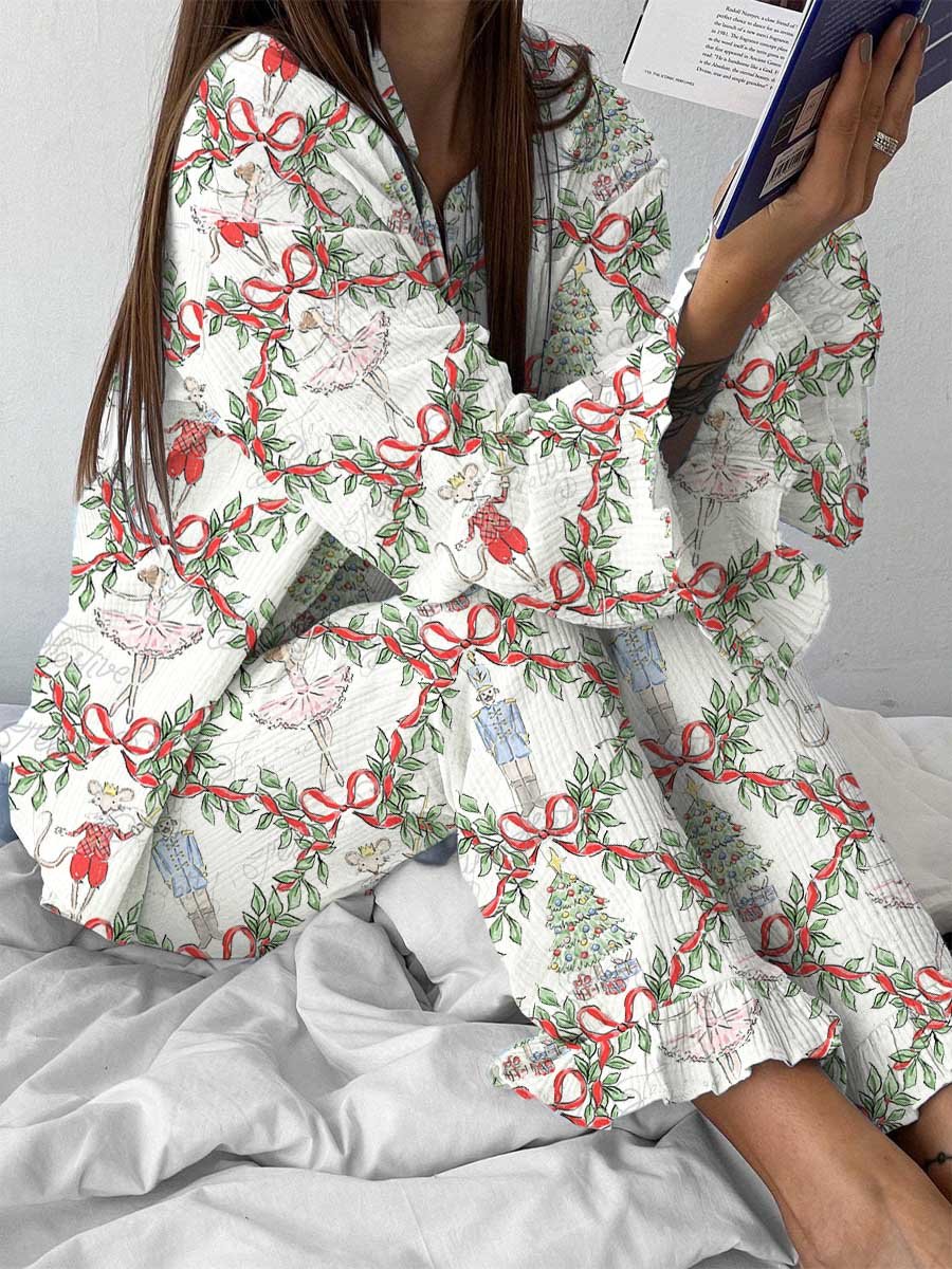 Ladies Christmas Nutcracker Elegant Pajama Set