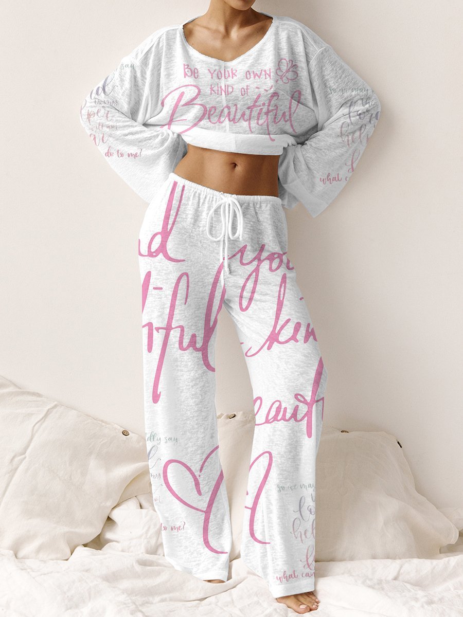 Women's Pink Inspirational Long Sleeve Pants Set