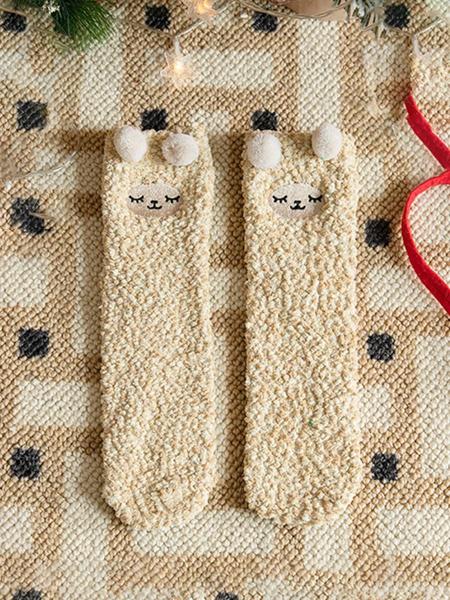 Coral Fleece Christmas Gift Christmas Animal Socks for Men and Women