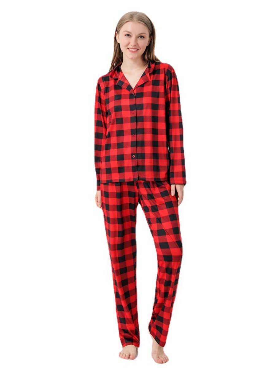 Family Set Christmas Plaid Print Family Pajamas