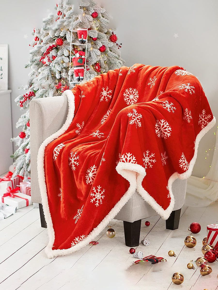 Christmas Printed Elk Snowman Gingerbread Man Snowflake Sofa Blanket