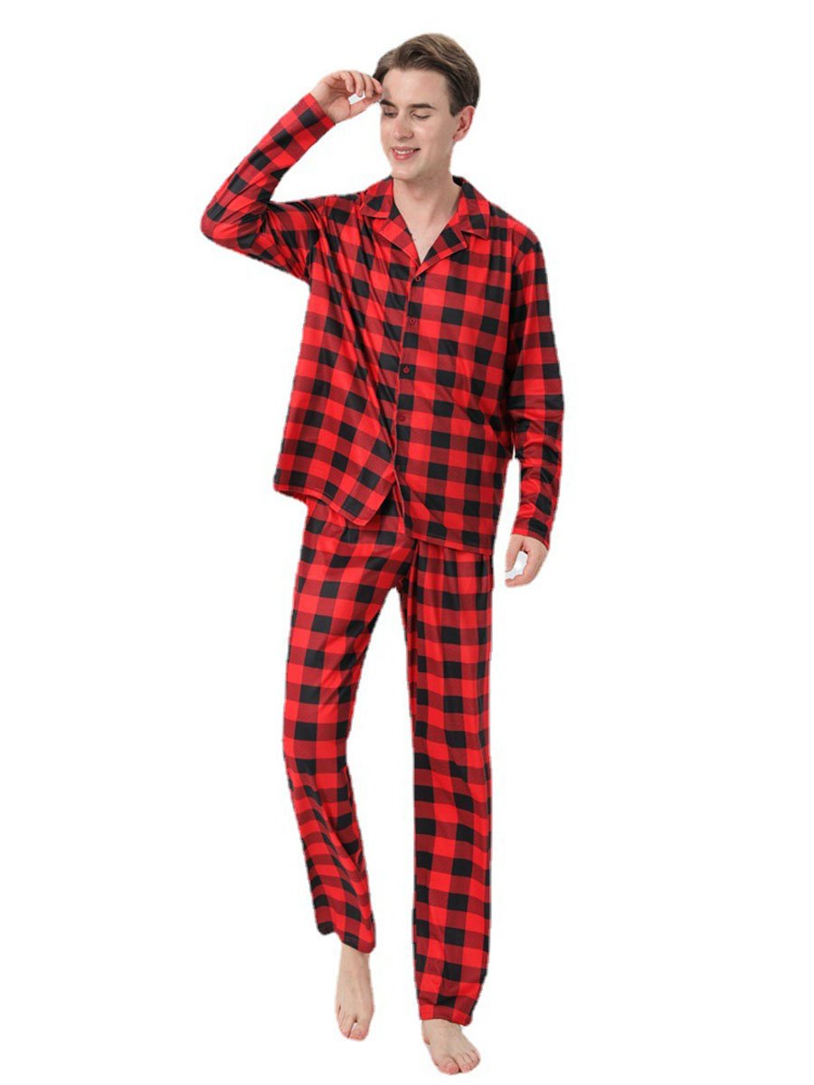Family Set Christmas Plaid Print Family Pajamas