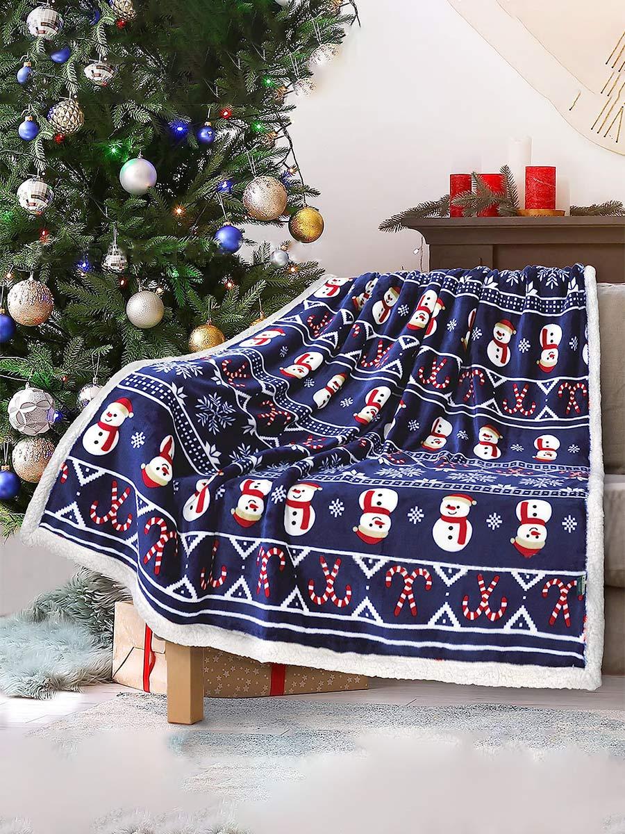 Christmas Printed Elk Snowman Gingerbread Man Snowflake Sofa Blanket