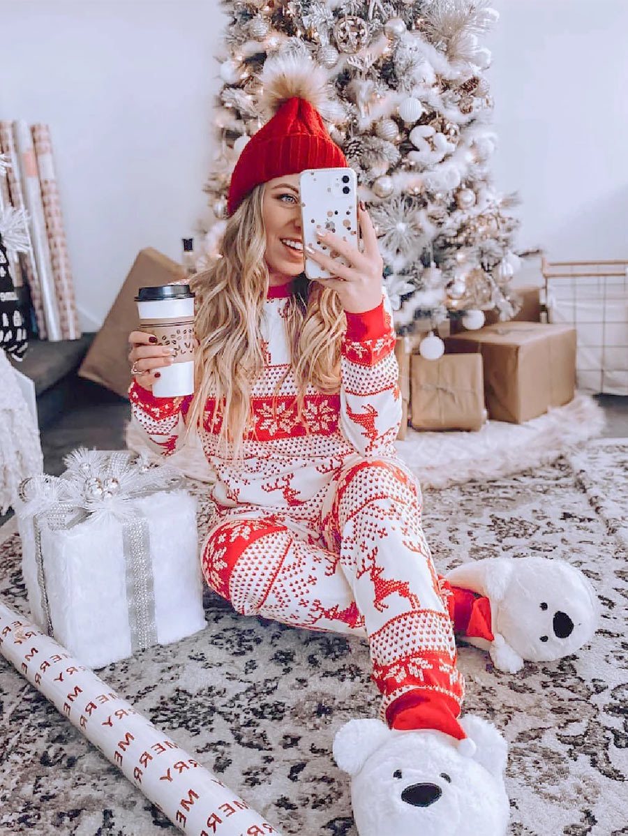 Christmas Elk Print Family Pajama Set