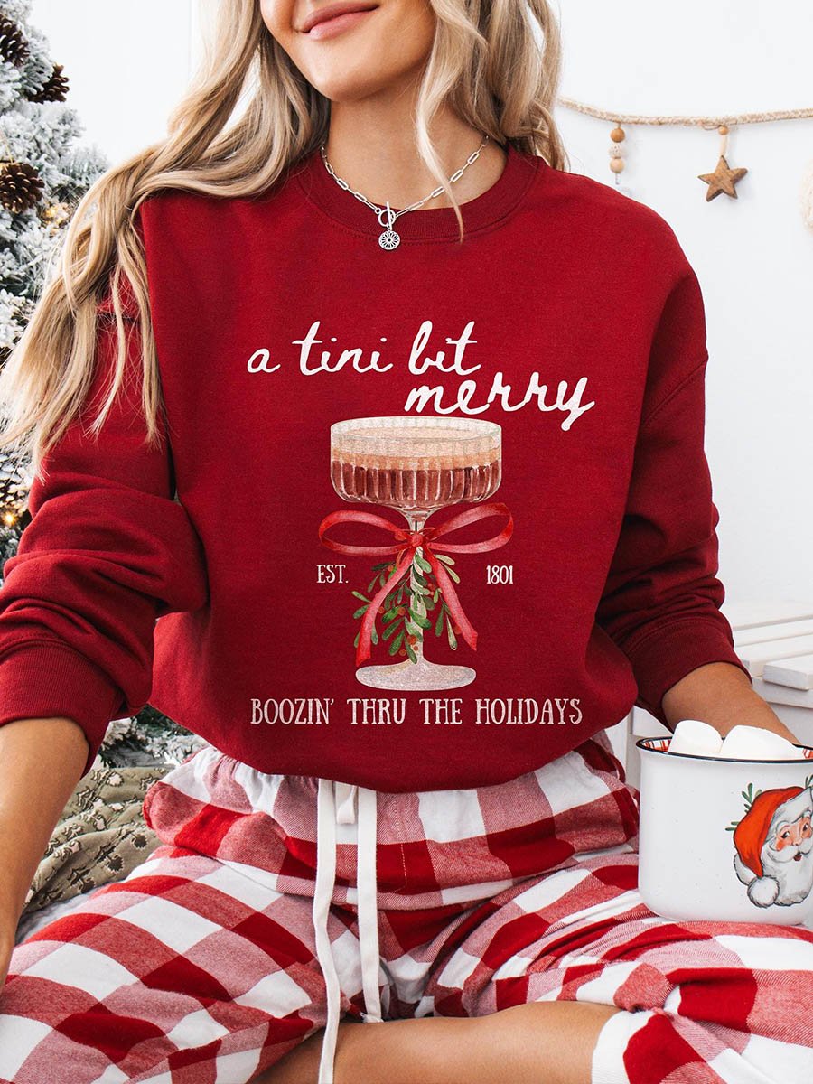 Women's A Tini Bit Merry Christmas Pullover Sweatshirt