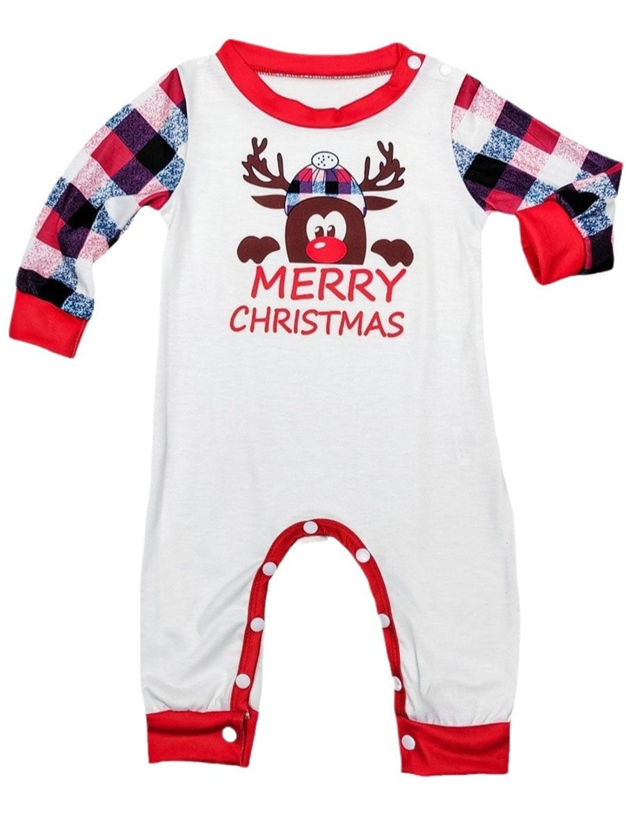 Family Set Christmas Deer Plaid Print Two-Piece Long Sleeve Family Pajamas