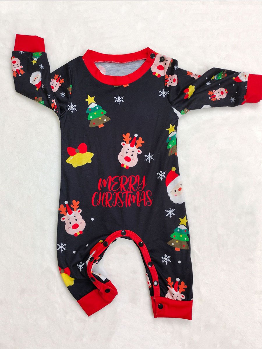 Family Set Christmas Printed Long Sleeve Family Pajamas