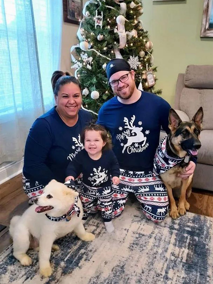 Christmas Print Family Long Sleeve Crew Neck Pajama Set