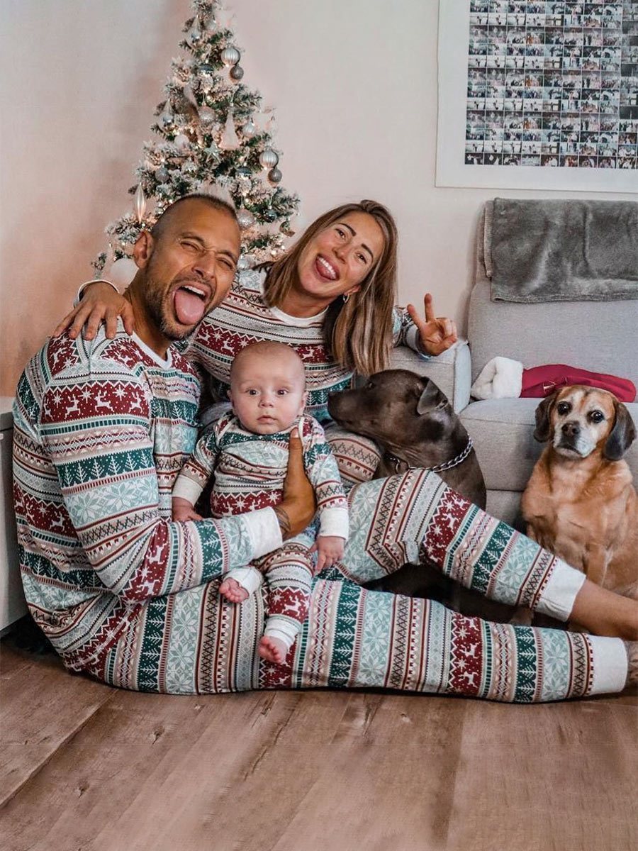 Christmas Deer Snowflake Print Family Pajama Set