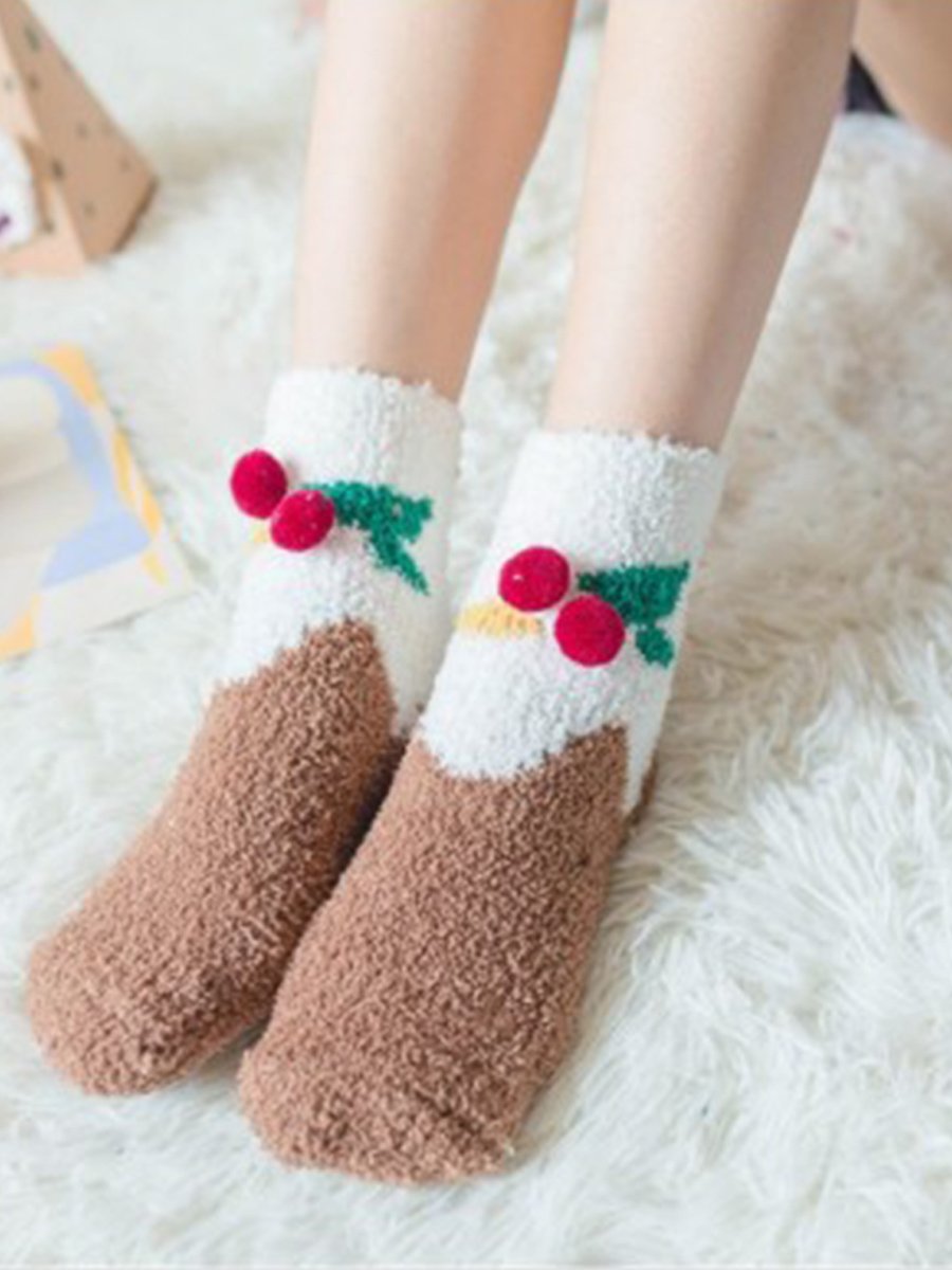 Women's Thick Coral Fleece 3D Christmas Socks