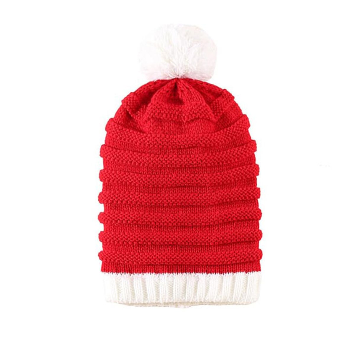 Christmas Pom-Pom Two-Color Knitted Hat