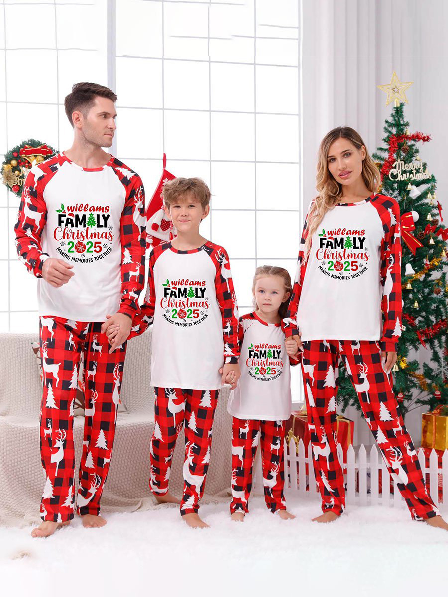 Christmas Tree Plaid Print Family Pajama Set