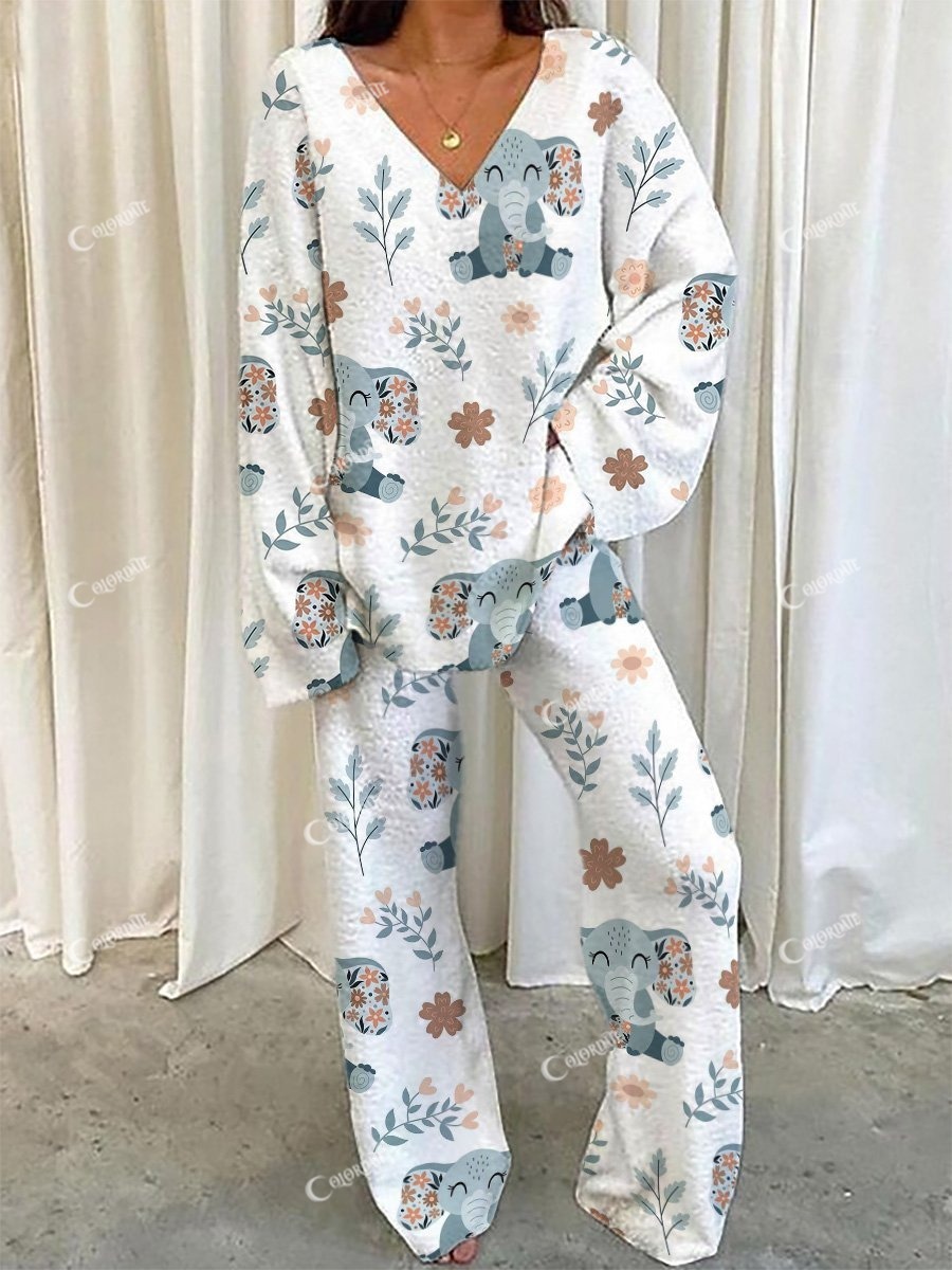 Women's Cute Elephant Pajama Set