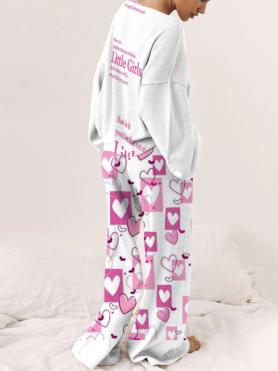 Women's Be Yourself Pattern Long Sleeve Pants Set