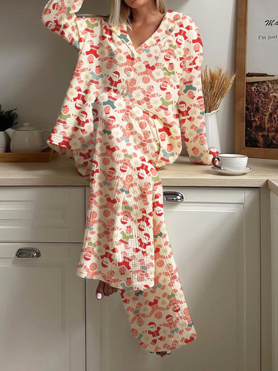 Women's Christmas Gingerbread Pajamas Set