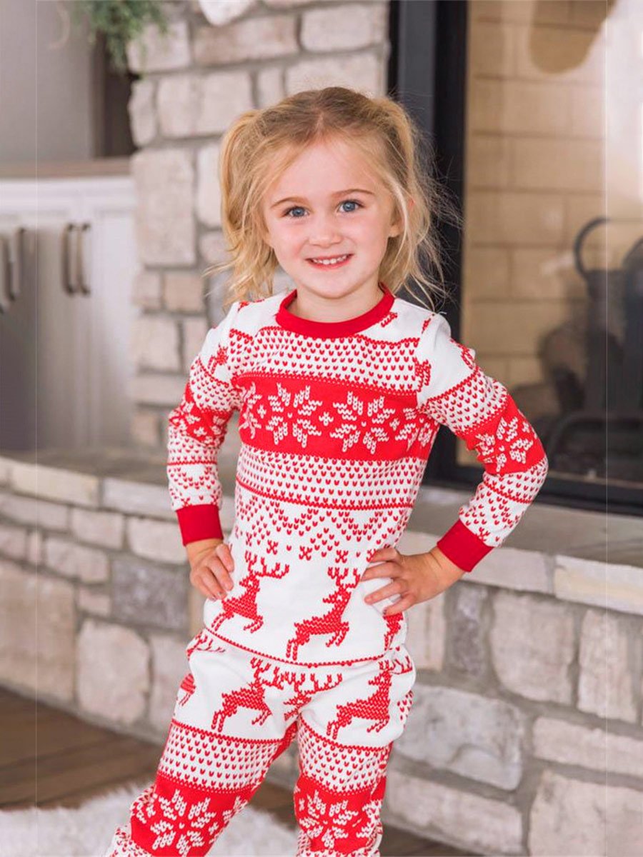 Christmas Elk Print Family Pajama Set