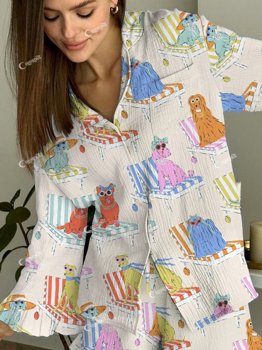 Women's Puppy Vacation Pajama Set