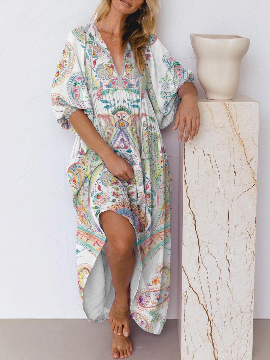 Women's Bohemian Colorful Print Dress
