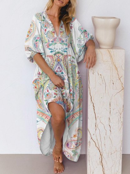 Women's Bohemian Colorful Print Dress