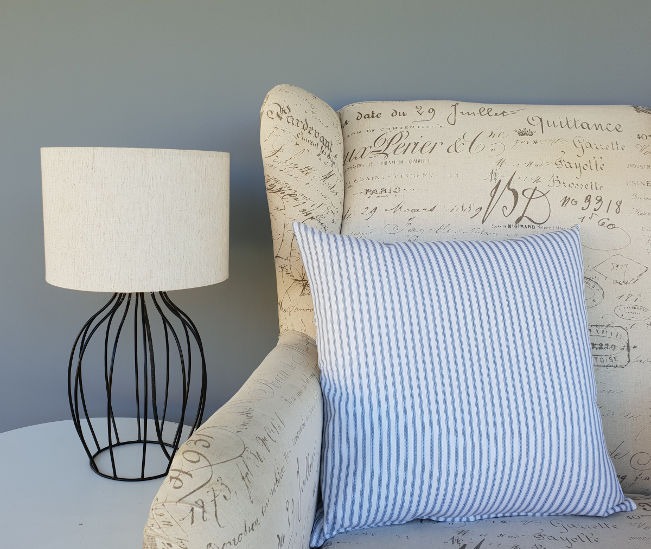 Light Blue Hamptons Striped Indoor Cushion