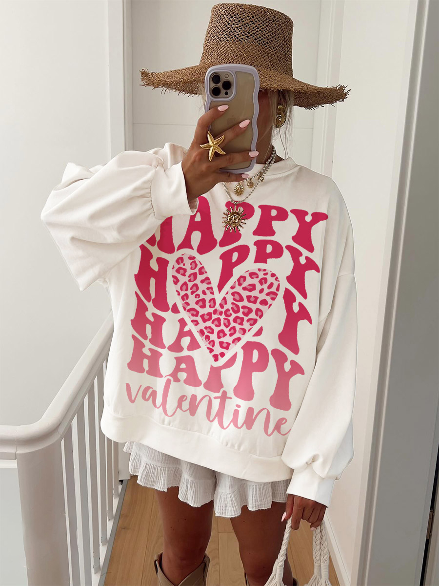 Women's Happy Valentine's Day Printed Casual Sweatshirt