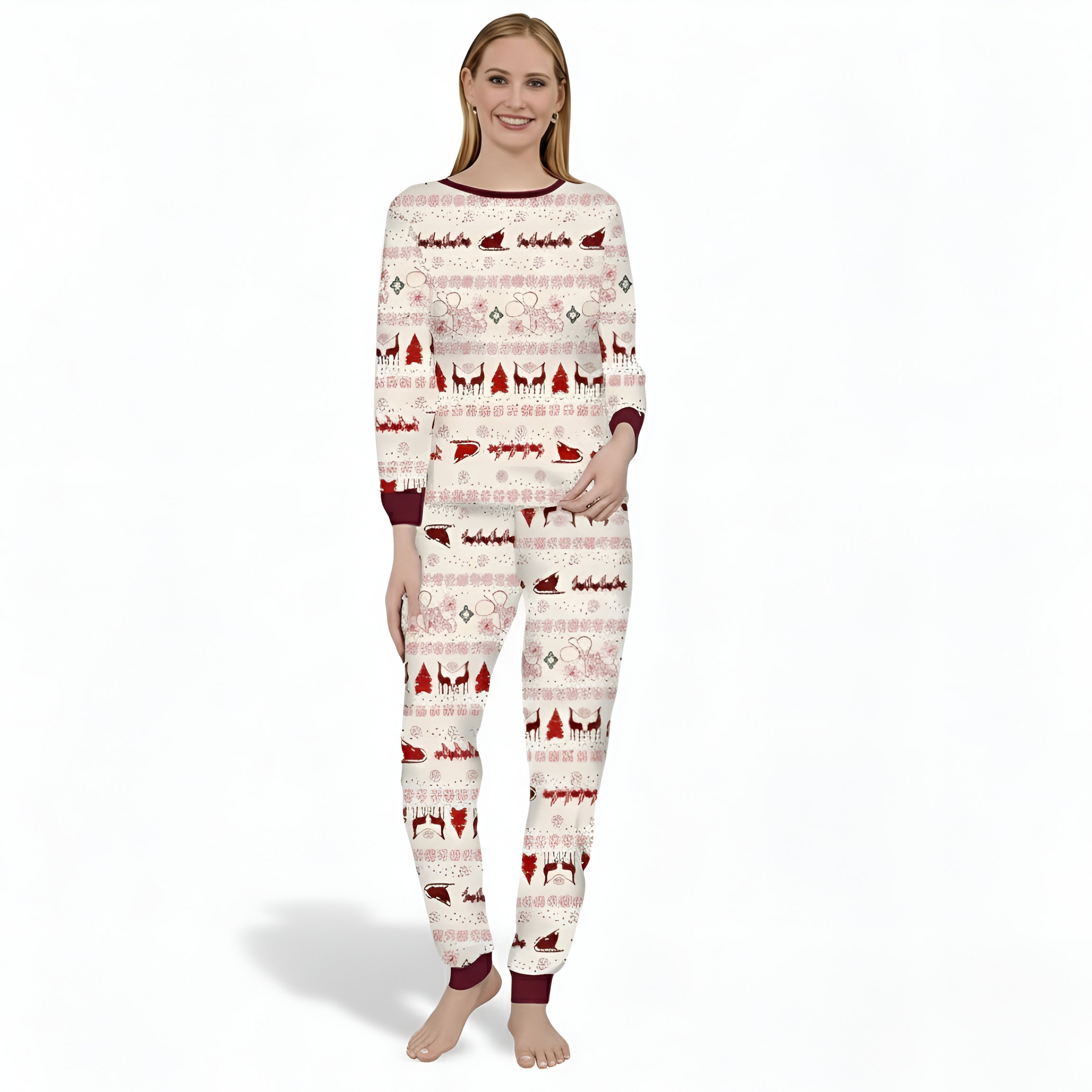 Reindeer Snowflake Christmas Pattern Family Matching Pajama Set
