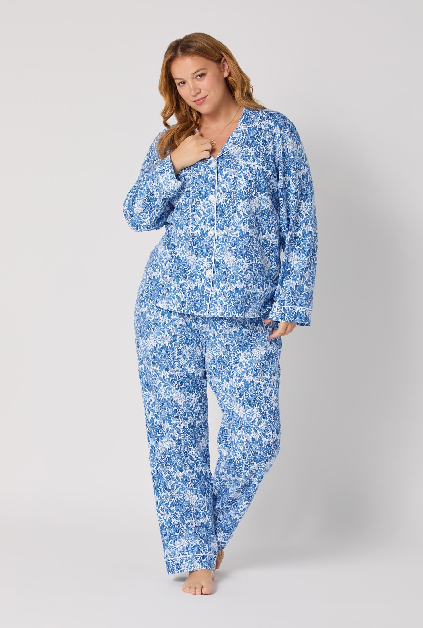 Dreamy Damask Long Sleeve Classic Satin Pj Set