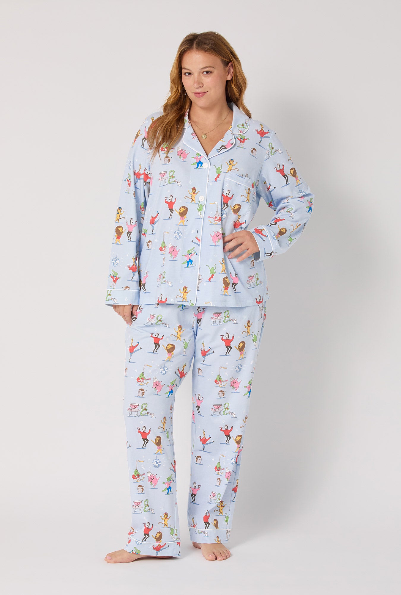 Till The Ball Drops Long Sleeve Classic Satin Pj Set