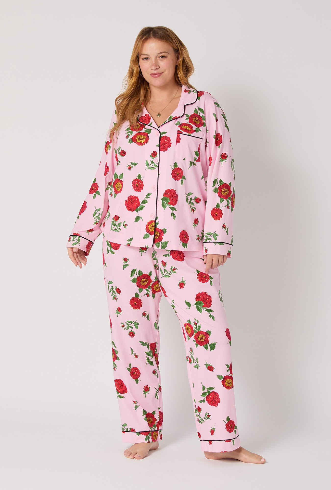 Falling Blooms Long Sleeve Classic Satin Pj Set