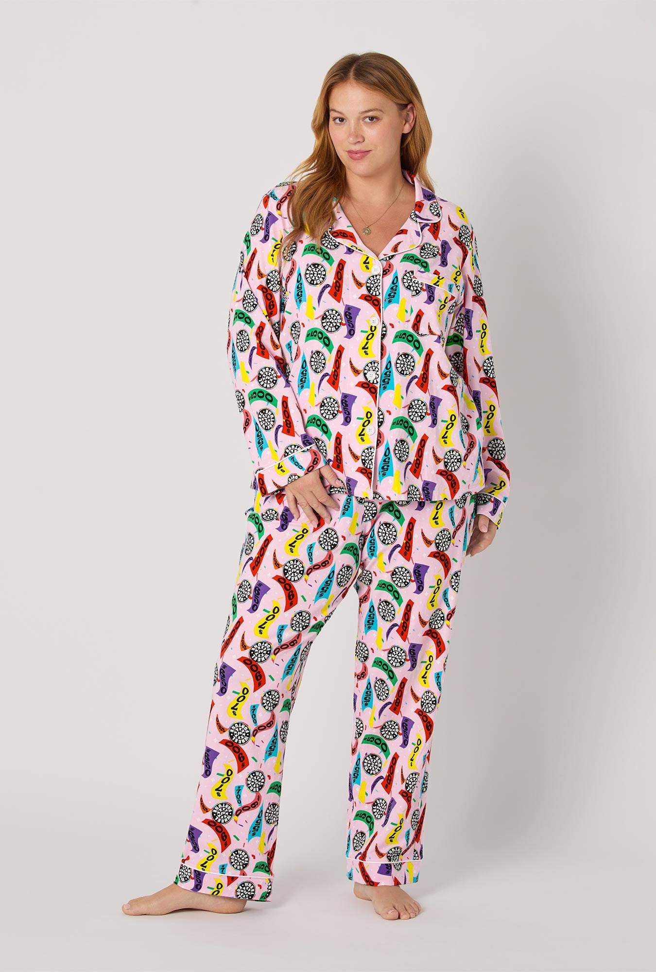 Spin To Win Long Sleeve Classic Satin Pj Set