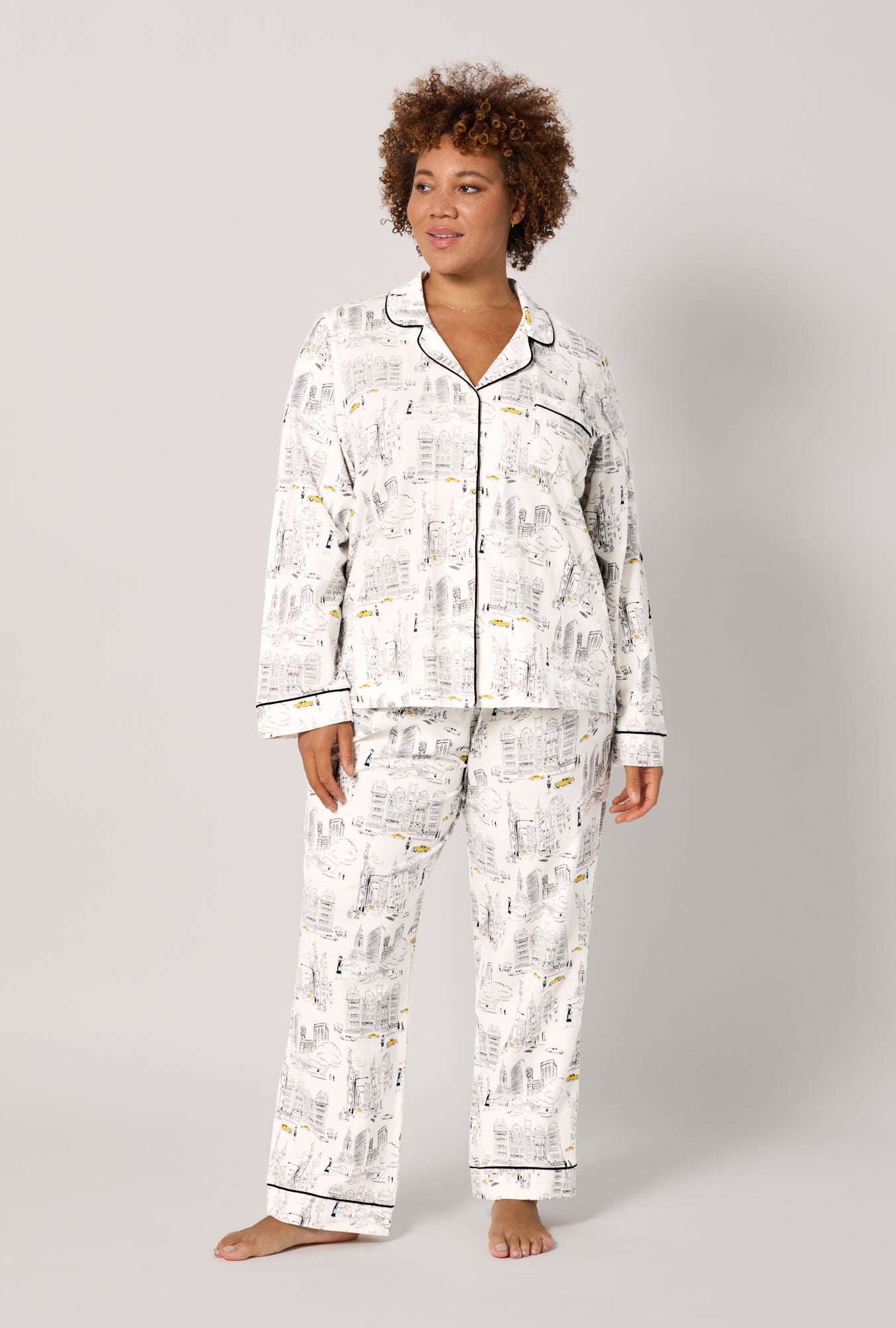 City That Never Sleeps Long Sleeve Classic Satin PJ Set