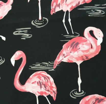 Black and Pink Flamingo Outdoor Cushion